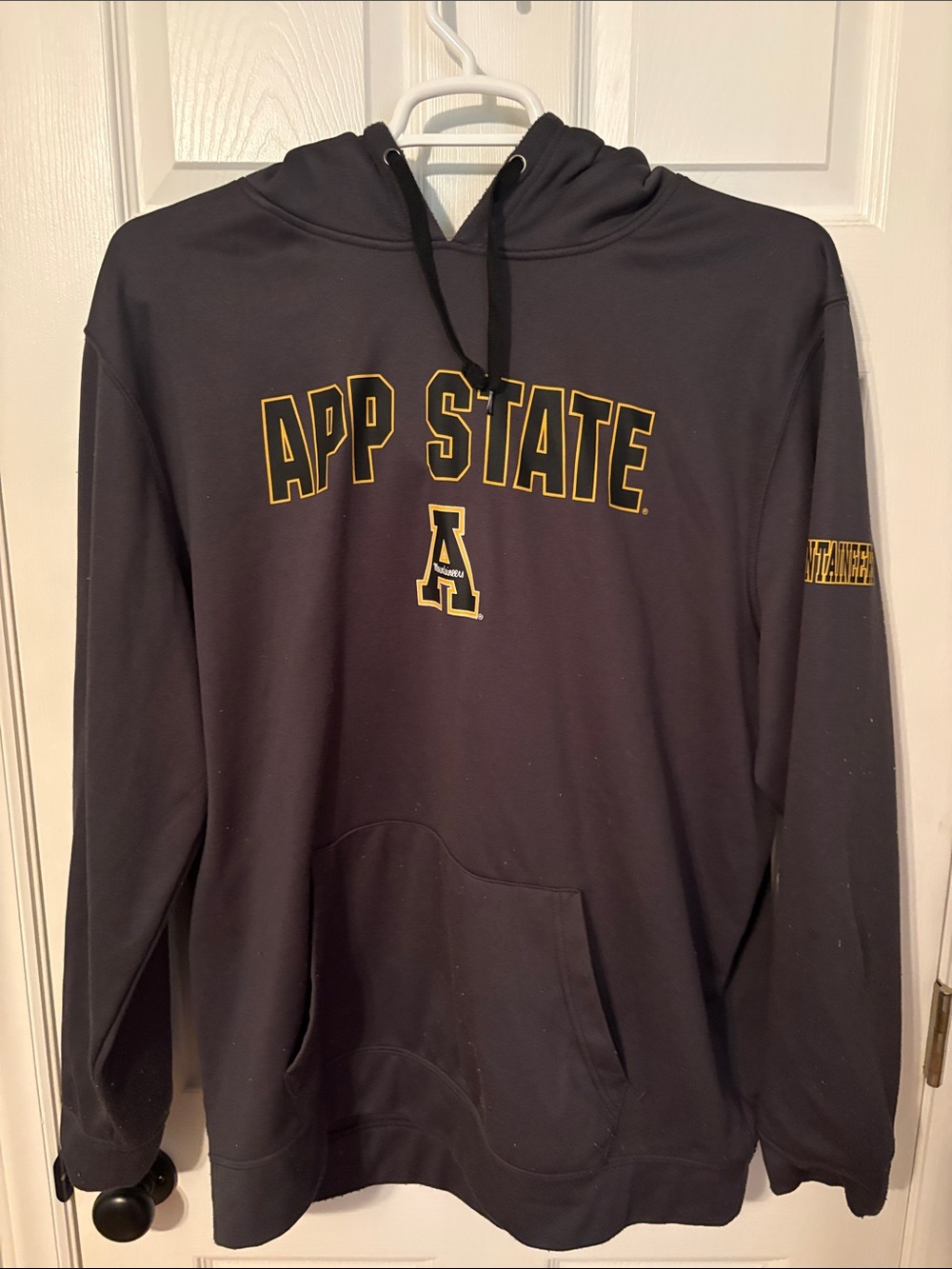Colosseum App State Black Pullover Hoodie with Gold Lettering